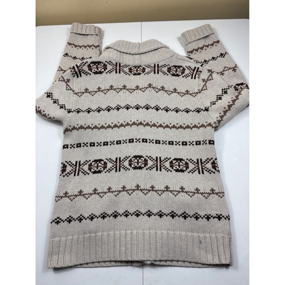 Salt Valley Fair Isle Shawl Collar Cardigan Women's S Cotton Brown - Picture 8 of 9